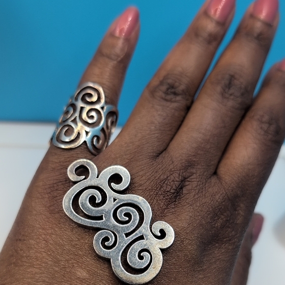 Tous Silver Artistic Swirl Ring And Matching Pendant - Picture 1 of 8